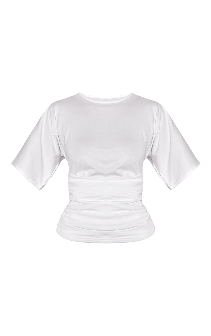 White Cotton Waist Panel Short Sleeved T-Shirt image 5