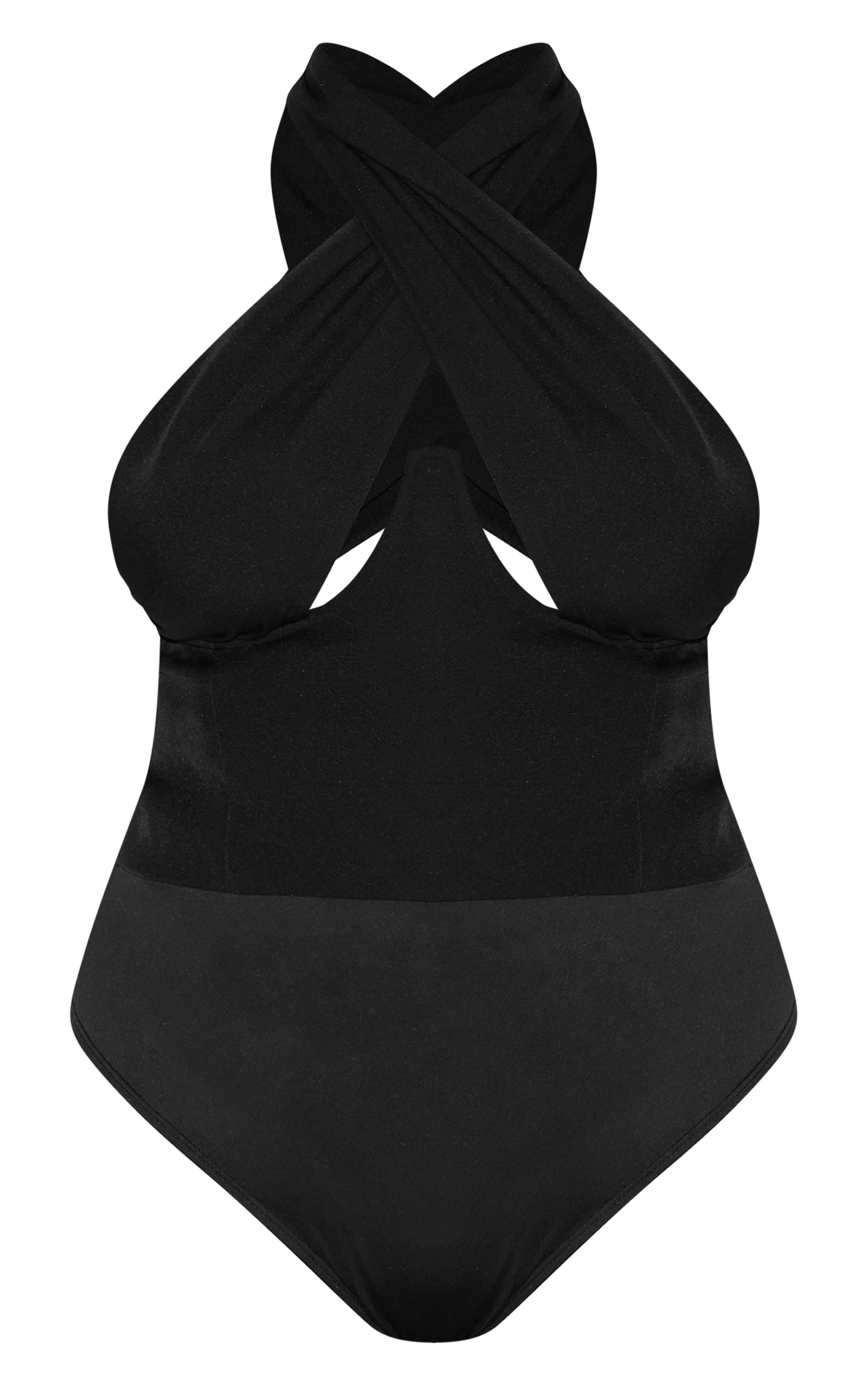 Plus Body tissé noir croisé à détail buste image 5