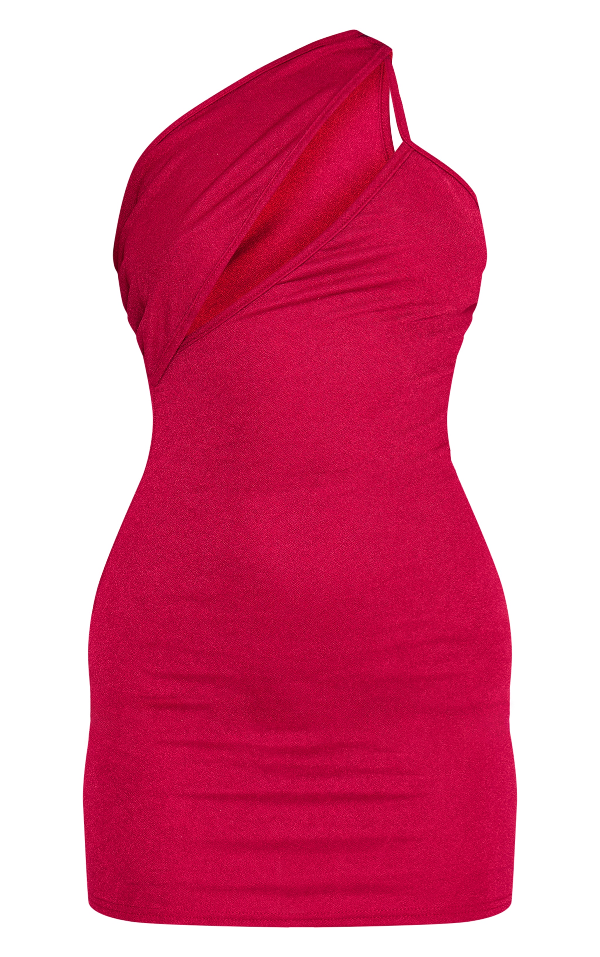 Robe moulante asymétrique rouge foncé à épaule unique et découpes image 5