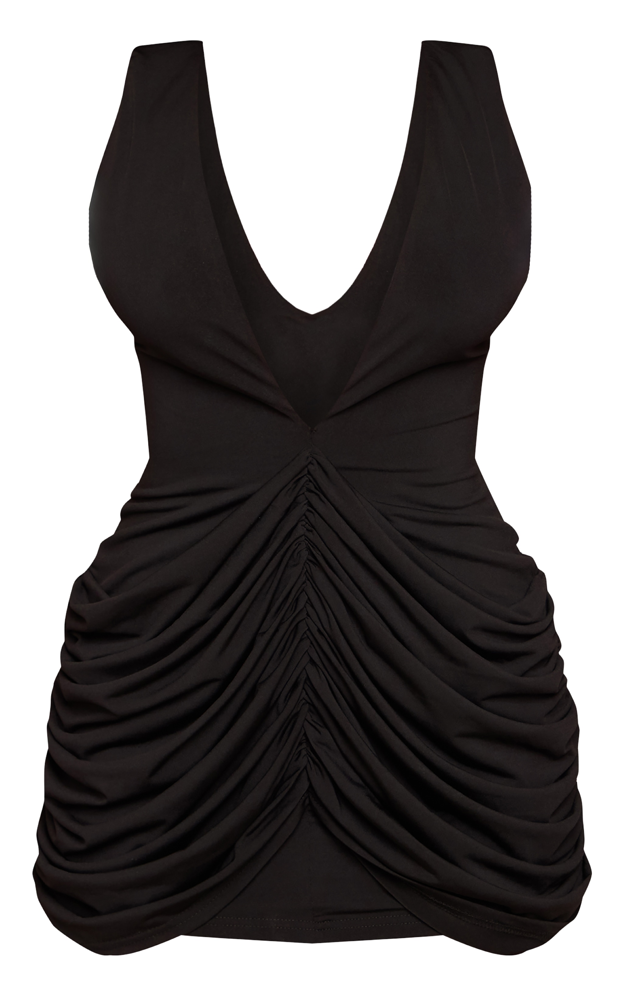 Shape Black Slinky Draped Skirt Plunge Mini Dress image 5