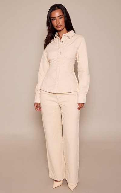 Petite Ecru Wide Leg Denim Jeans