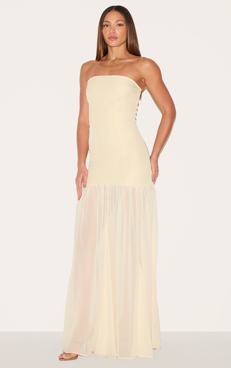 Tall Almond Bandeau Chiffon Detail Maxi Dress image 3