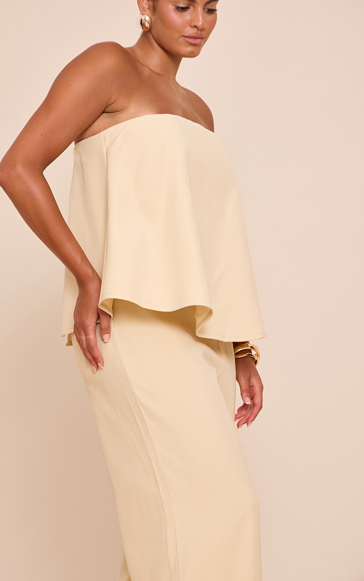 Plus Butter Cream Structured Woven Peplum Straight Leg Jumpsuit image 4