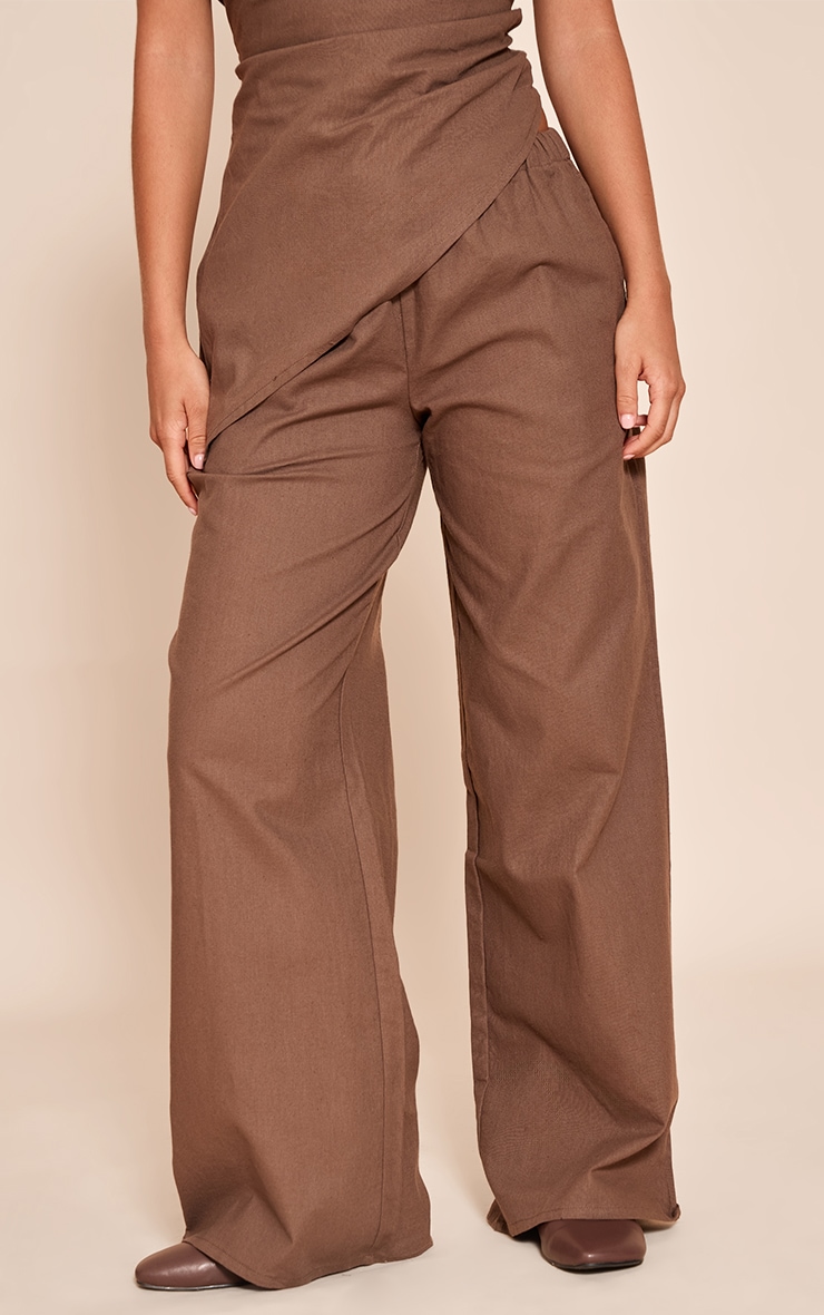 Chocolate Woven One Shoulder Asymmetric Long Top image 2