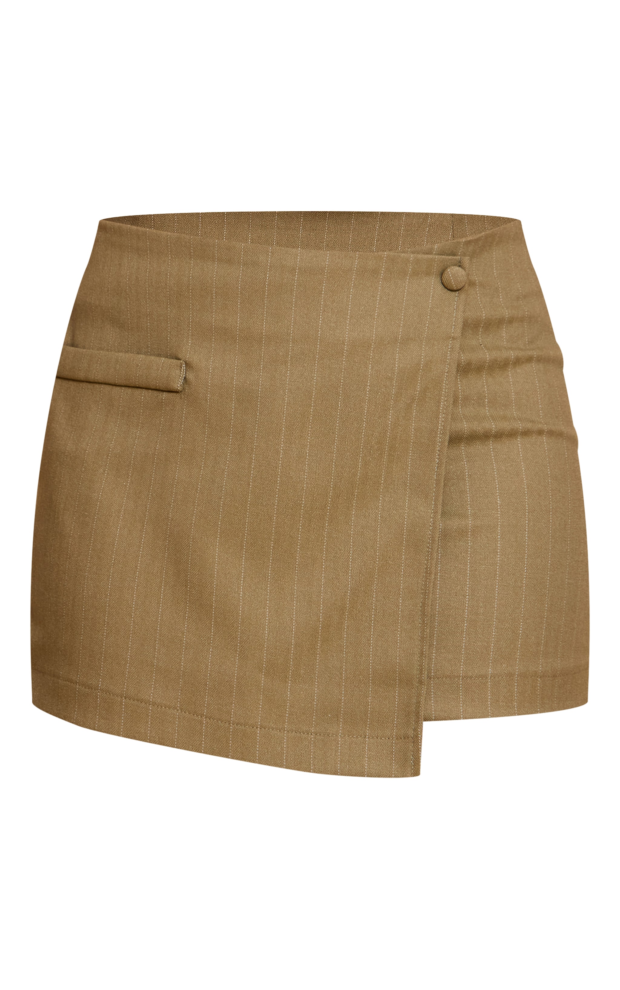 Olive Stripe Woven Wrap Detail Mini Skirt image 6