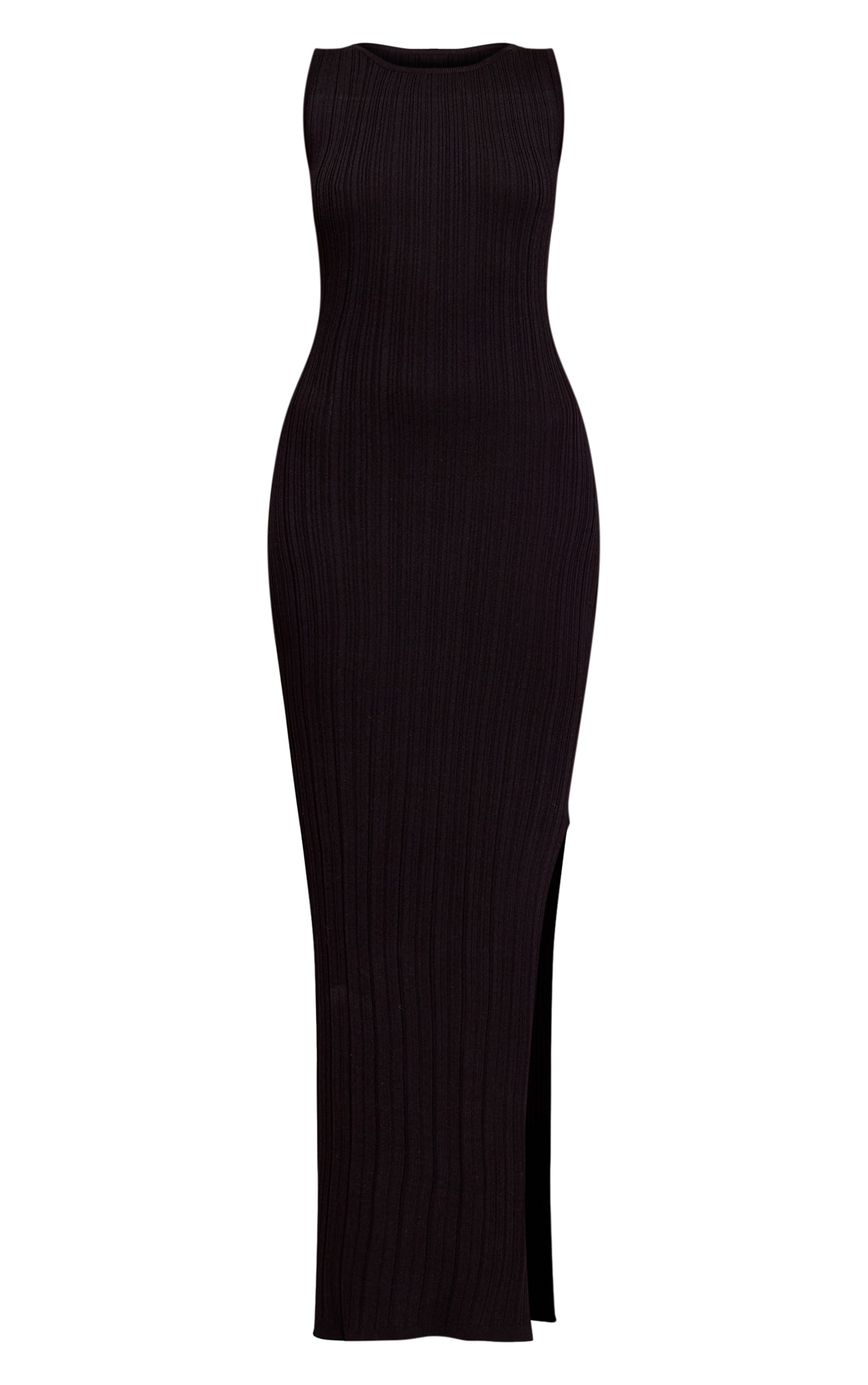 Black Fine Knit Sleeveless Maxi Dress image 5