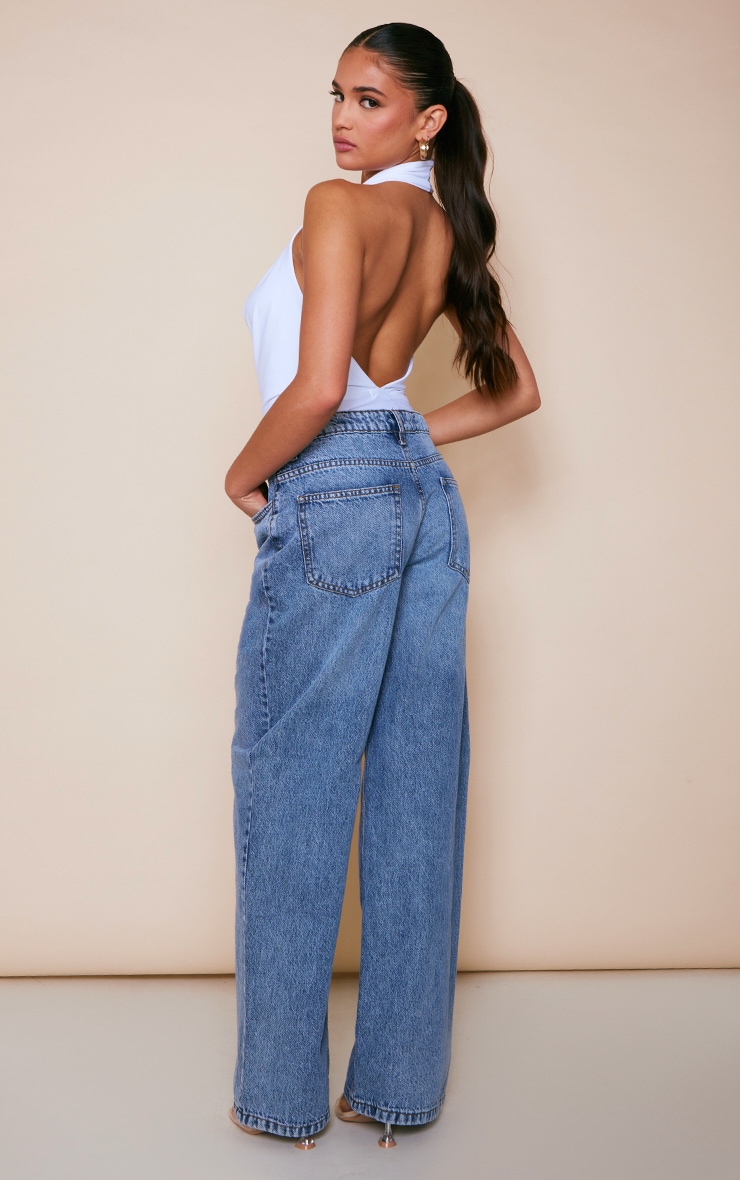 White Slinky Plunge Backless Bodysuit Tops PLT IRE