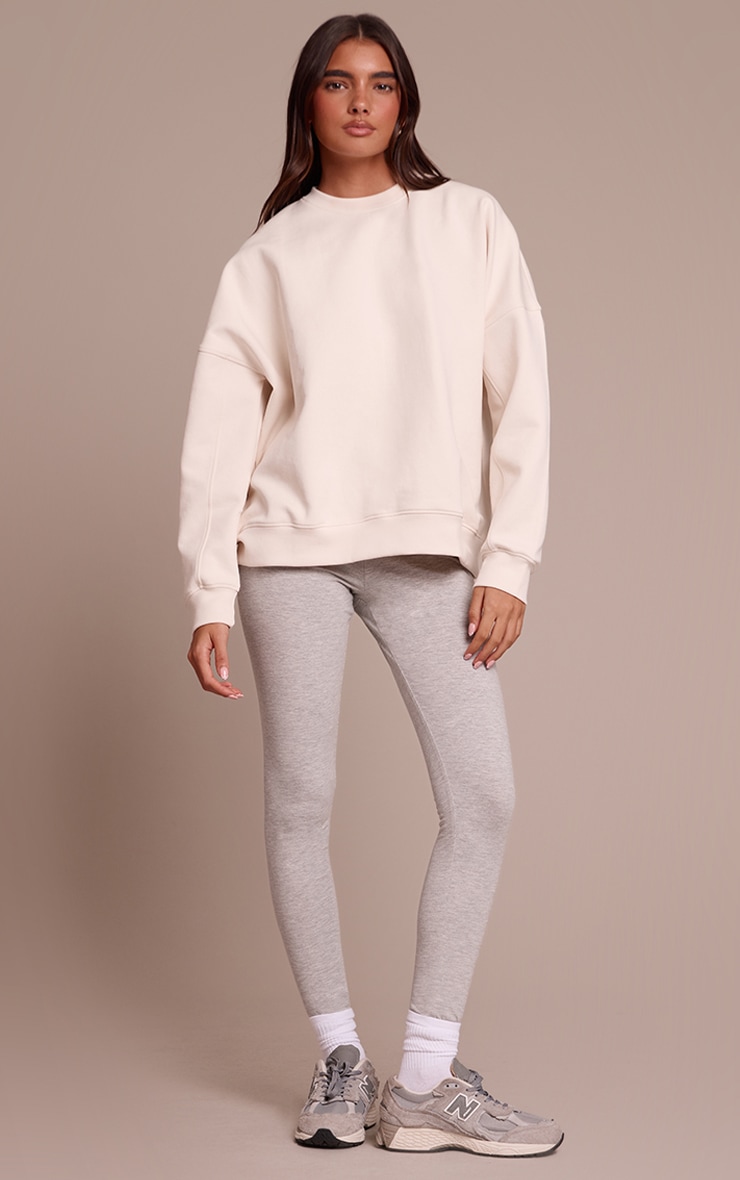 Grey Marl Basic Soft Cotton High Waisted Leggings