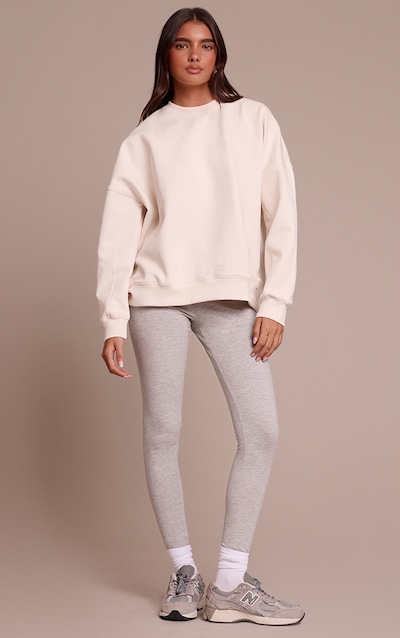 Grey Marl Basic Soft Cotton High Waisted Leggings