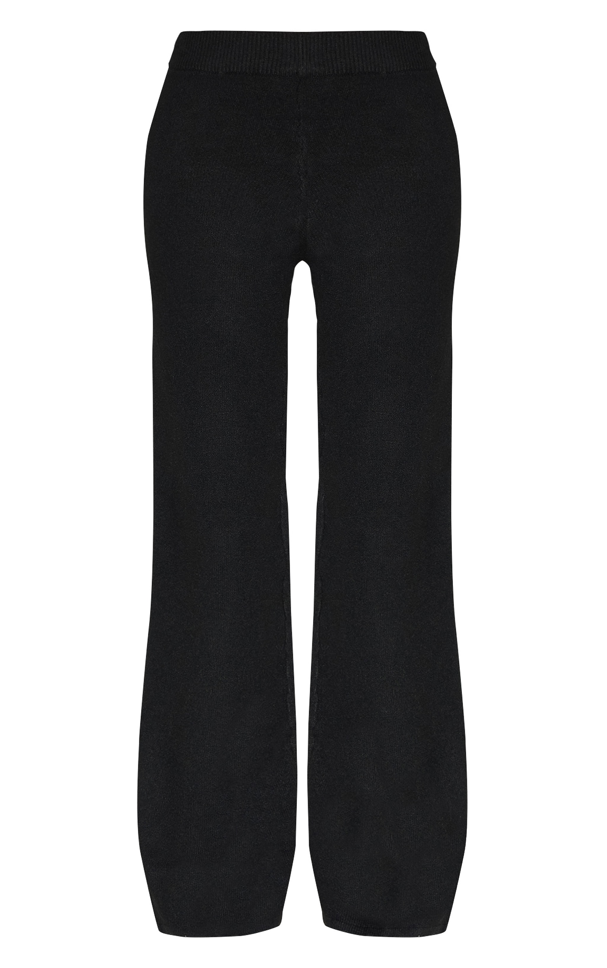 Black Soft Knit Wide Leg Pants image 5