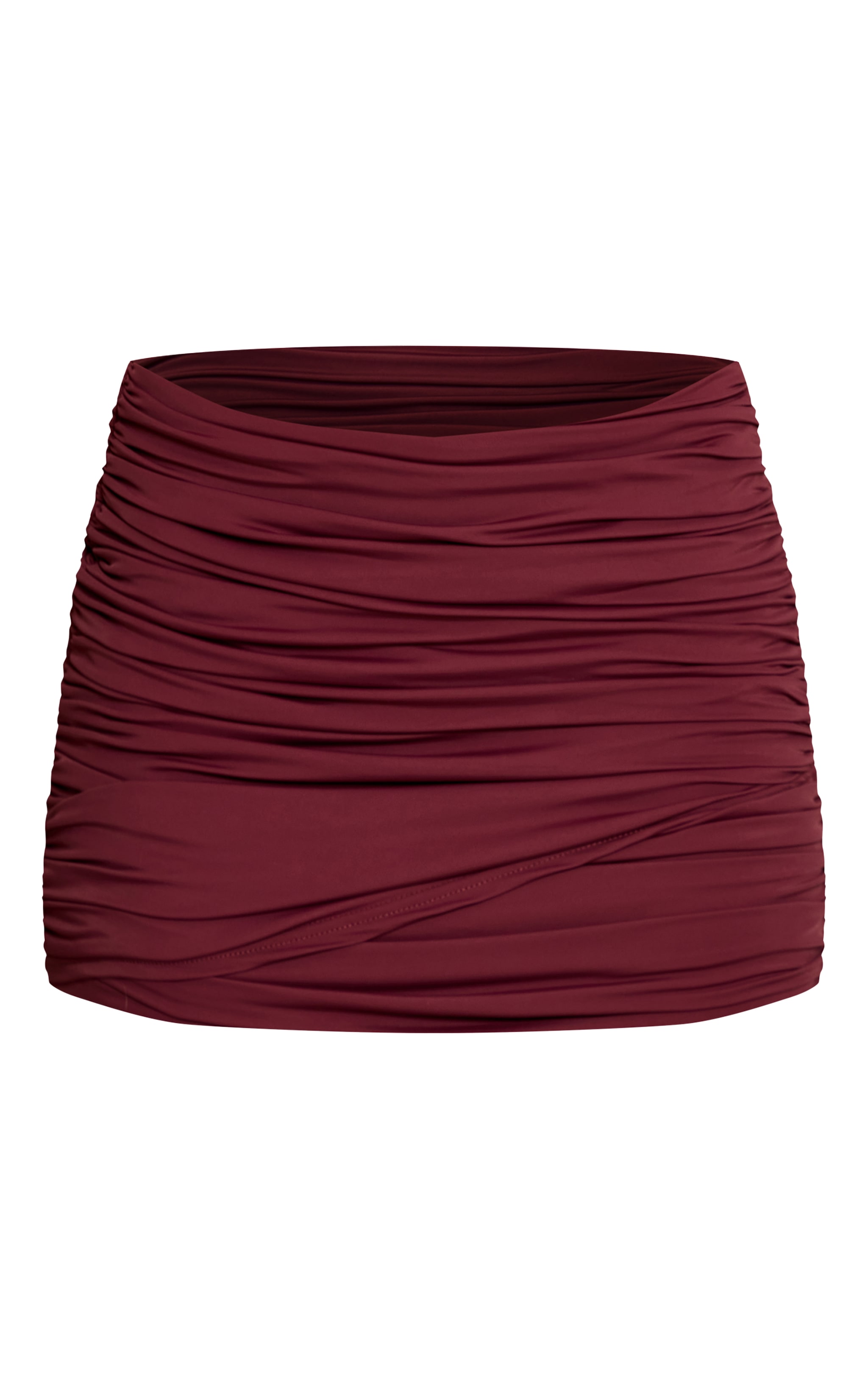 Dark Wine Slinky Soft Touch Ruched Mini Skirt  image 6