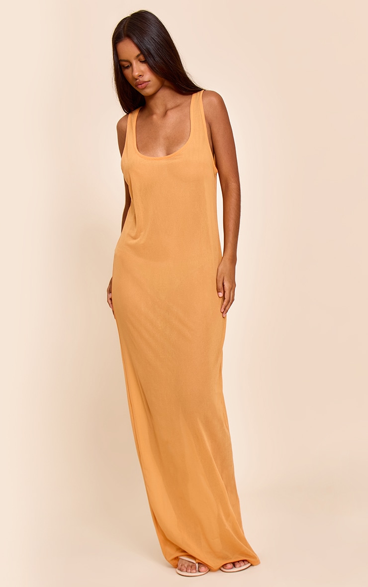 Petite Apricot Chiffon Column Maxi Dress image 3