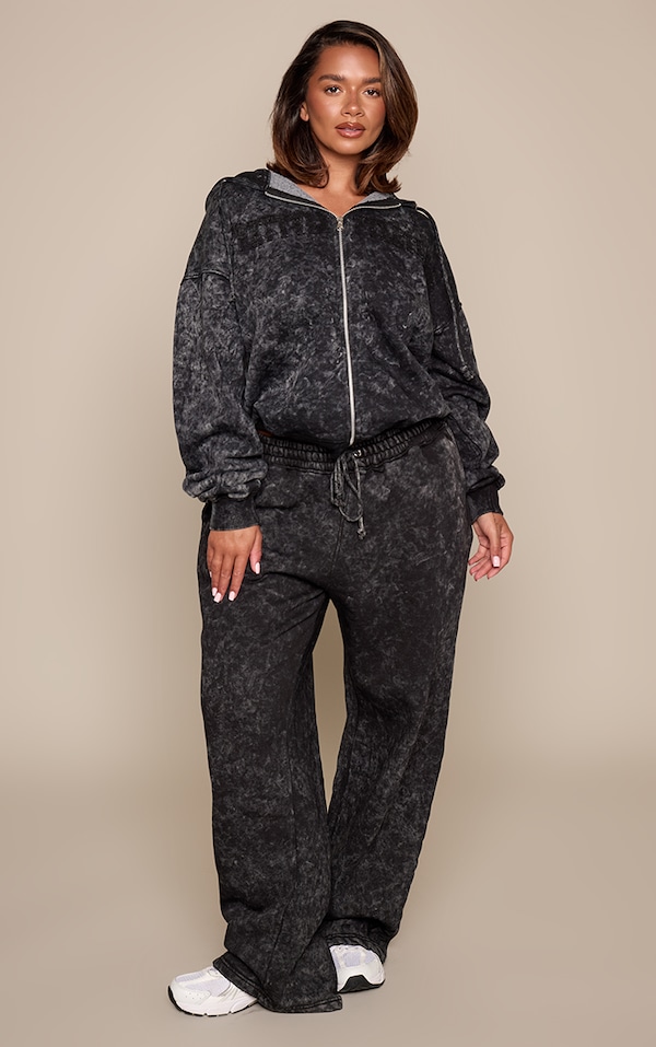 PRETTYLITTLETHING Shape Black Wide Leg Sweatpants