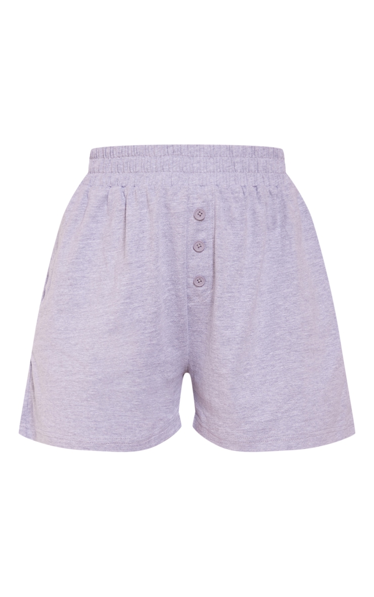 Grey Marl Jersey Button Boxer Style Pj Short image 1