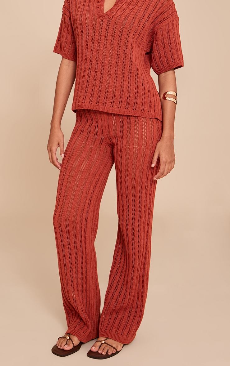 Rust Crochet Knit Pant image 2