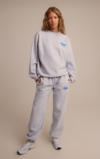 Ash Grey Run Club Cotton Fleece Cuffed Sweatpants