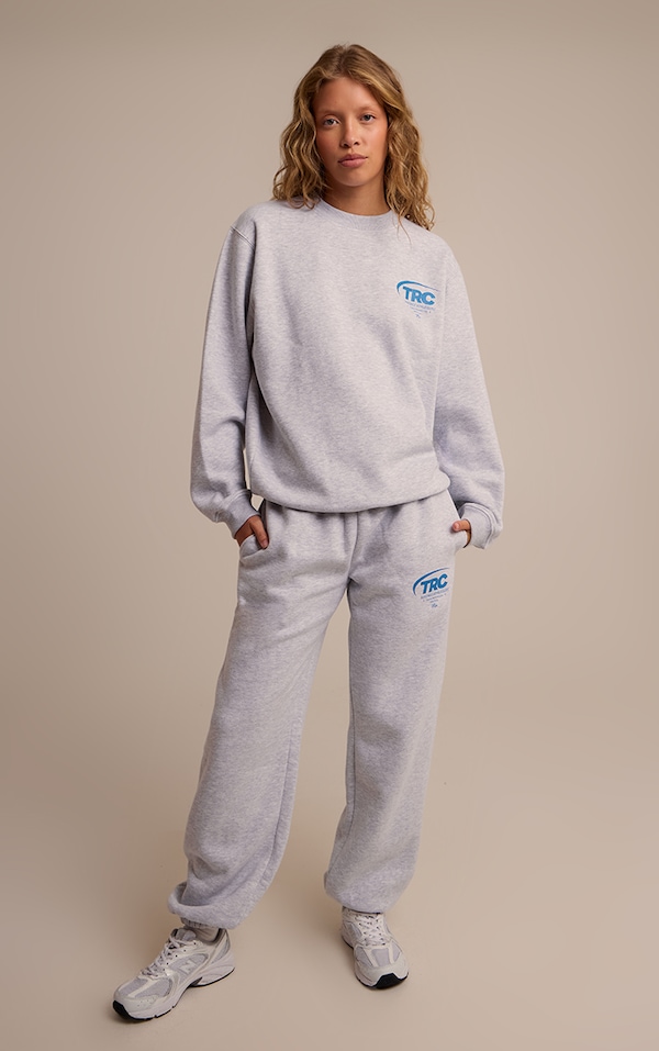 Ash Grey Run Club Cotton Fleece Cuffed Sweatpants