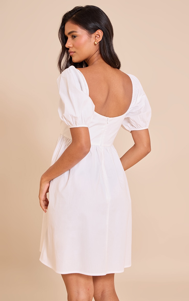 White Cotton Button Down Smock Dress image 2