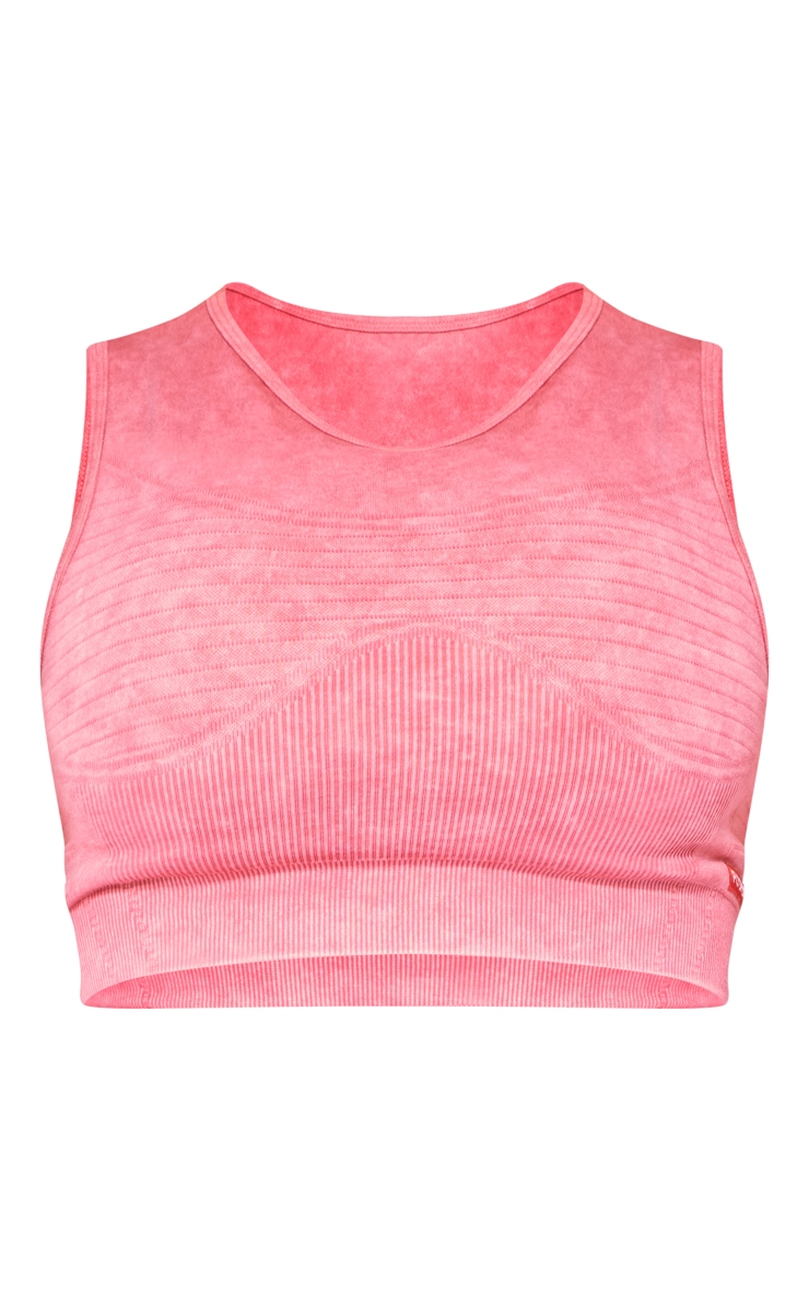 PLT SPORT Raspberry Acid Wash Seamless Ribbed Sports Bra image 5