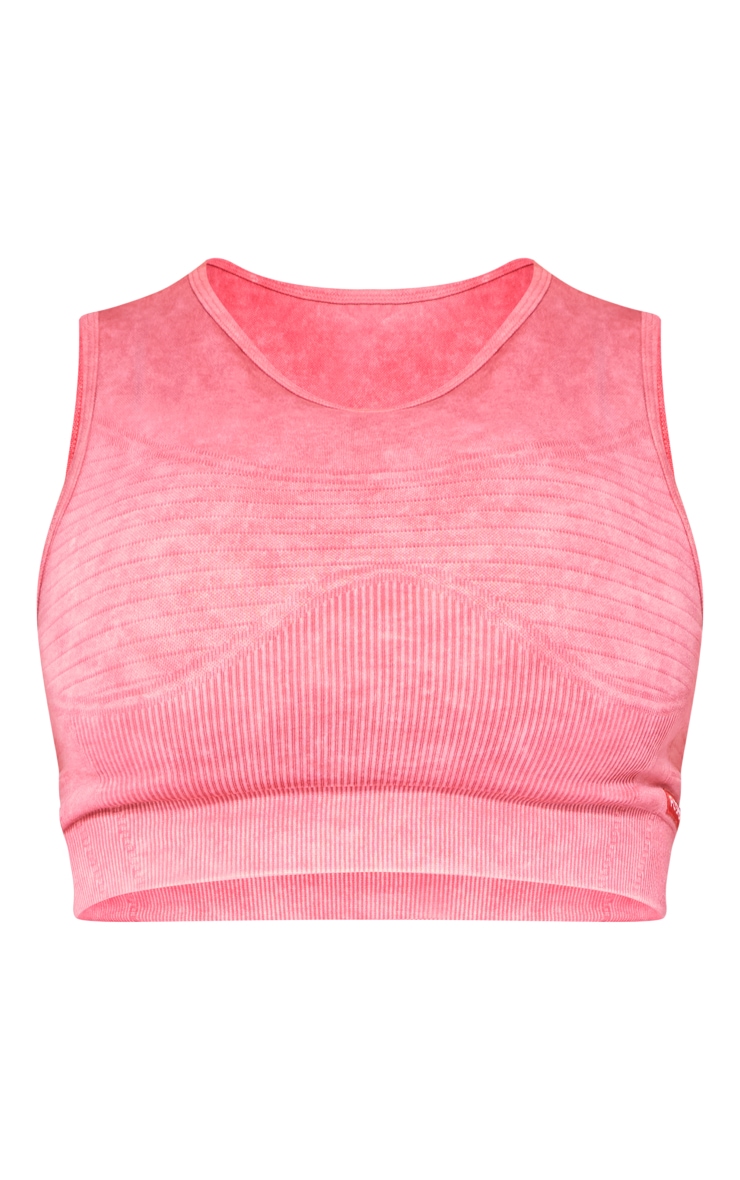 PLT SPORT Raspberry Acid Wash Seamless Ribbed Sports Bra image 5