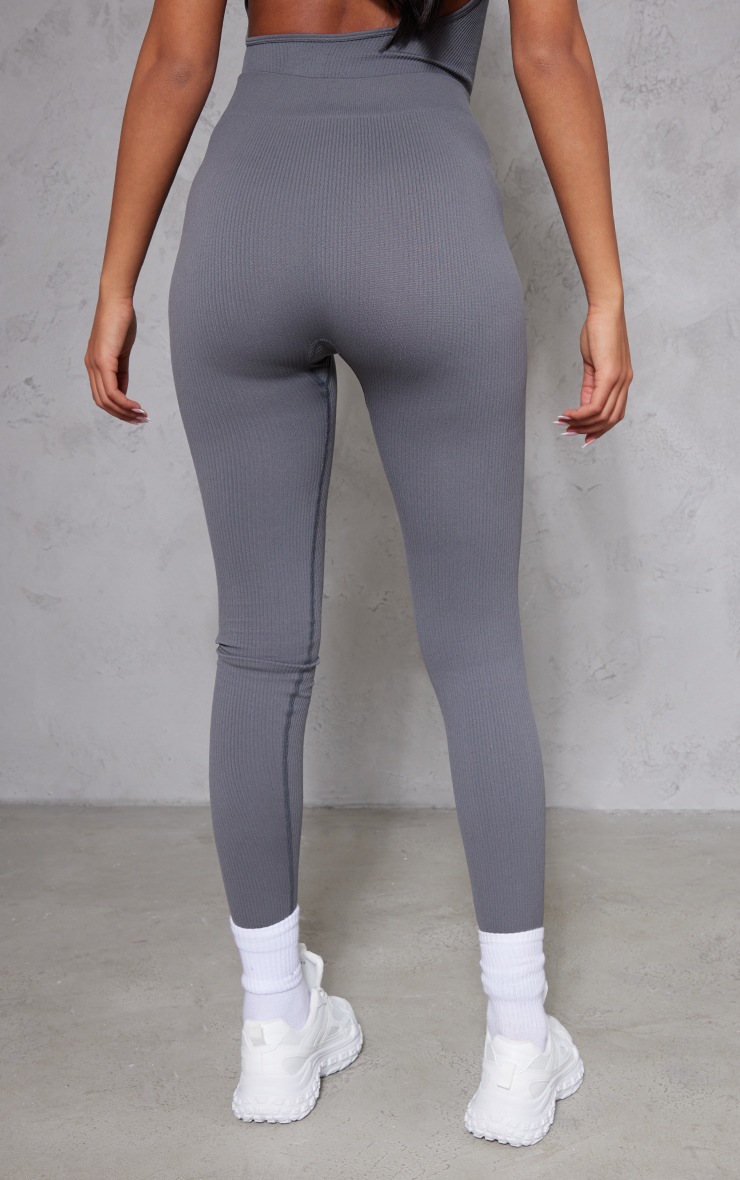 Legging Taille Haute Côtelé Bleu Marine Bicolore | PrettyLittleThing FR