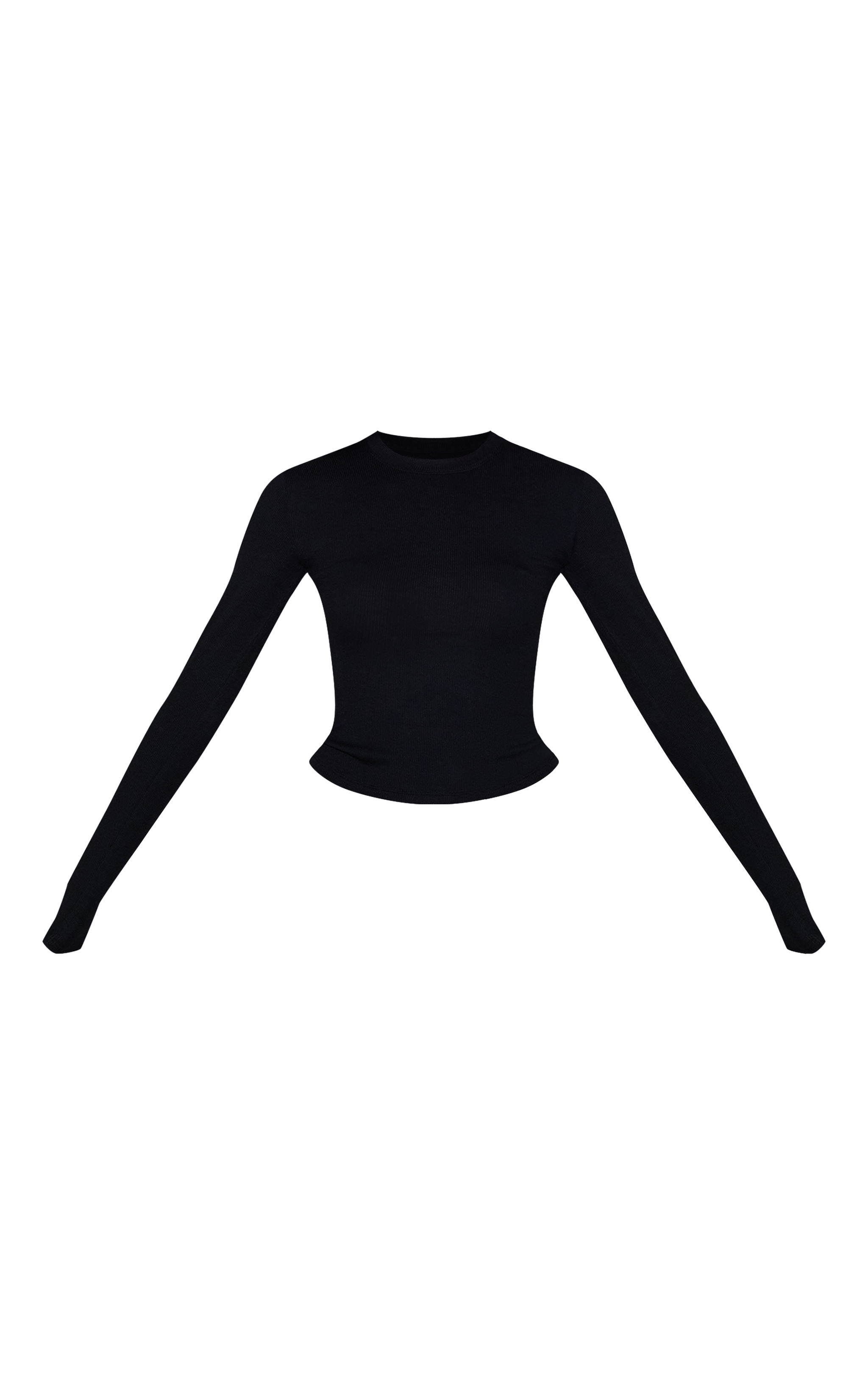 Black Soft Rib Crew Neck Long Sleeve Top image 5
