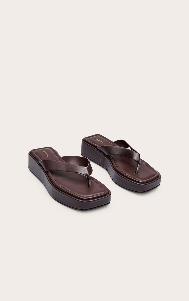 Chocolate Flatform Toe Thong Flatform Sandal image 3