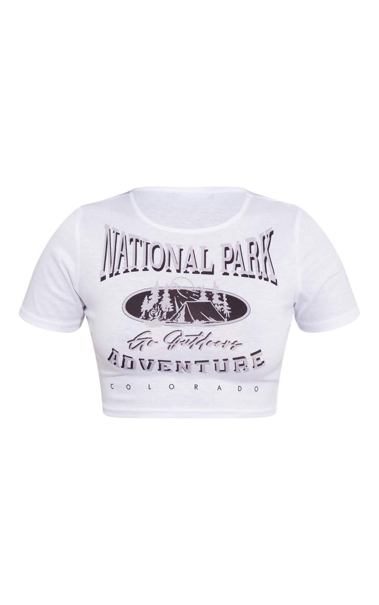 White National Park Printed Babydoll T Shirt image 1