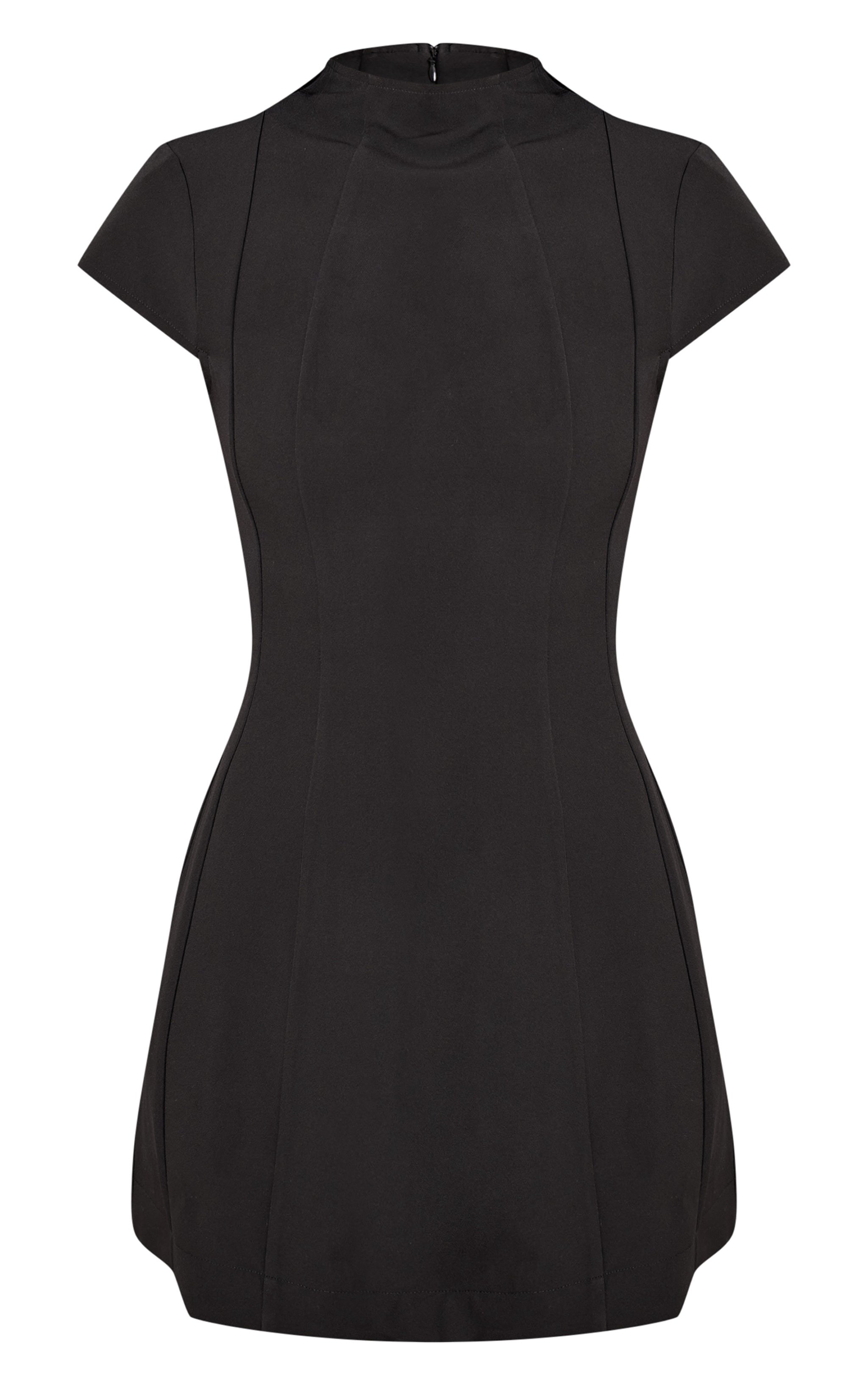Tall Mini robe noire à col montant et taille cintrée image 5