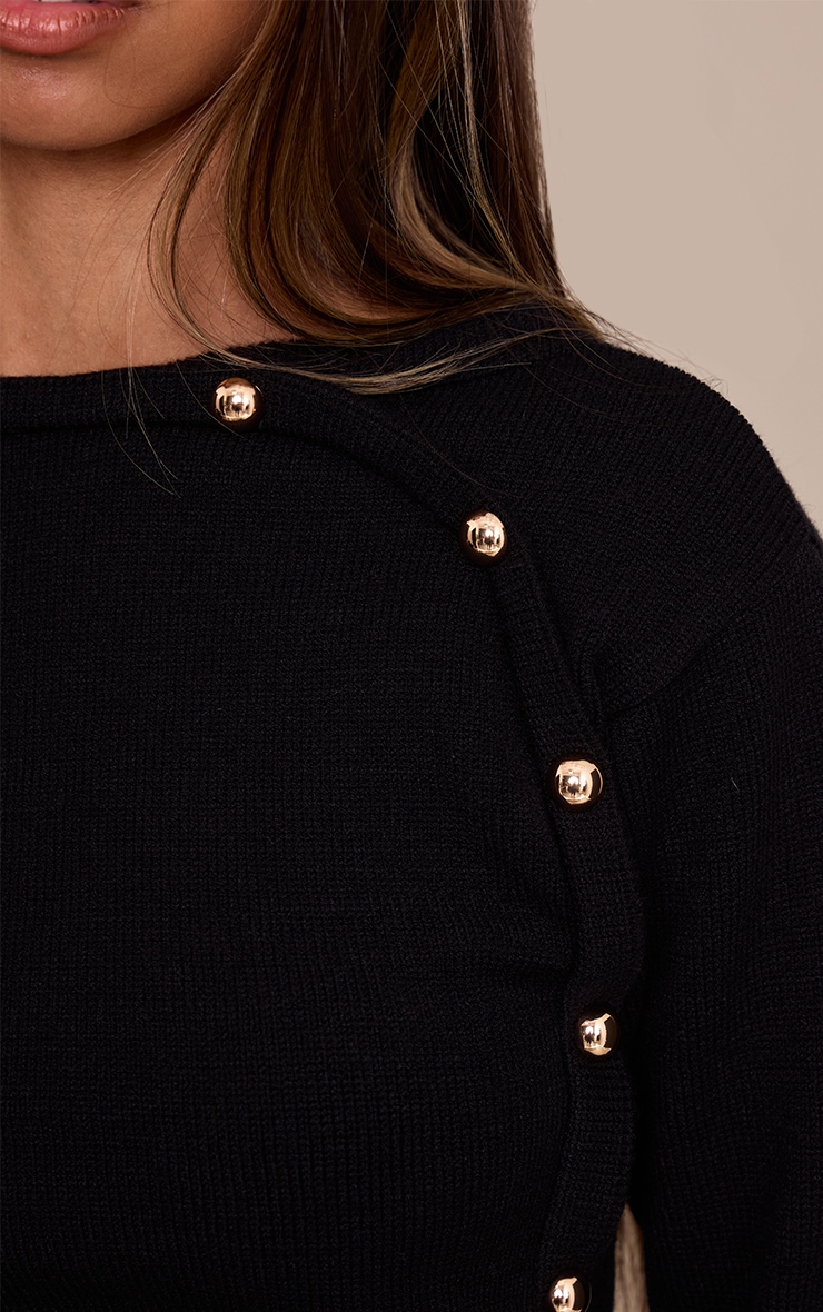Petite Black Stud Detail Knit Sweater  image 4