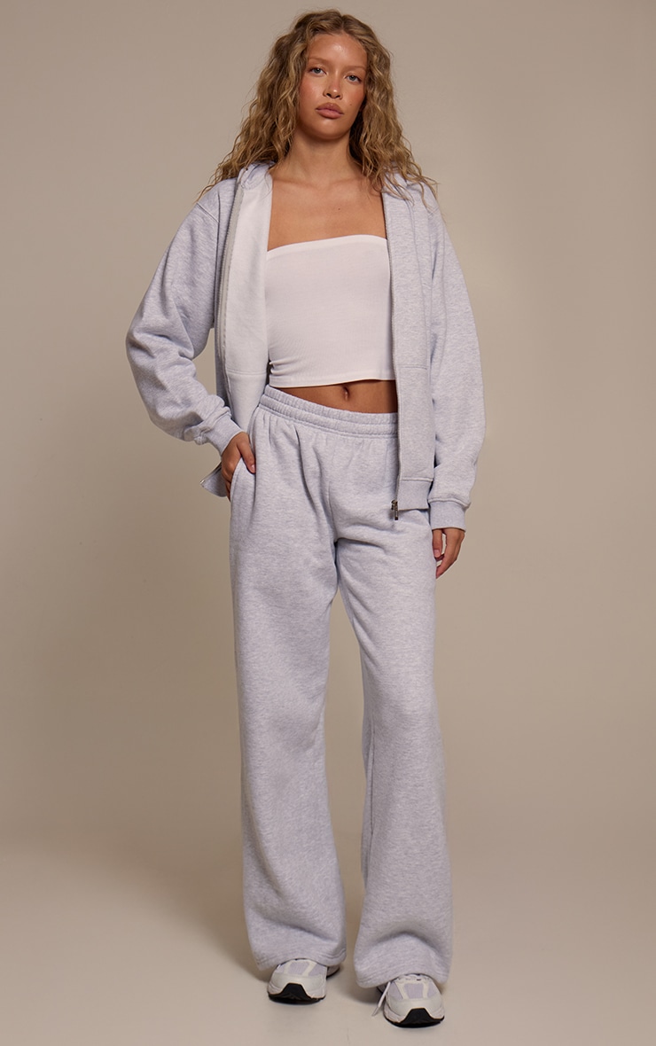 Ash Grey Cotton Fleece Straight Leg Sweatpants image 1