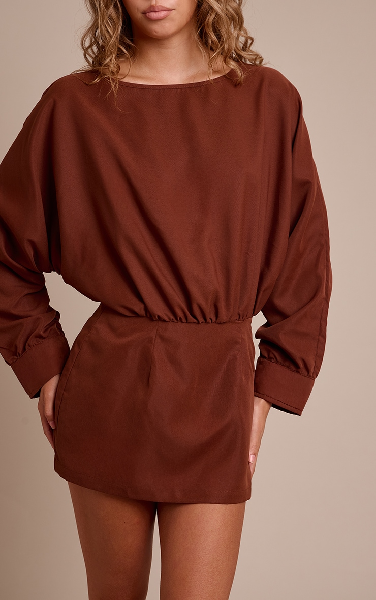 Chocolate Cotton Poplin Bodycon Dress image 4