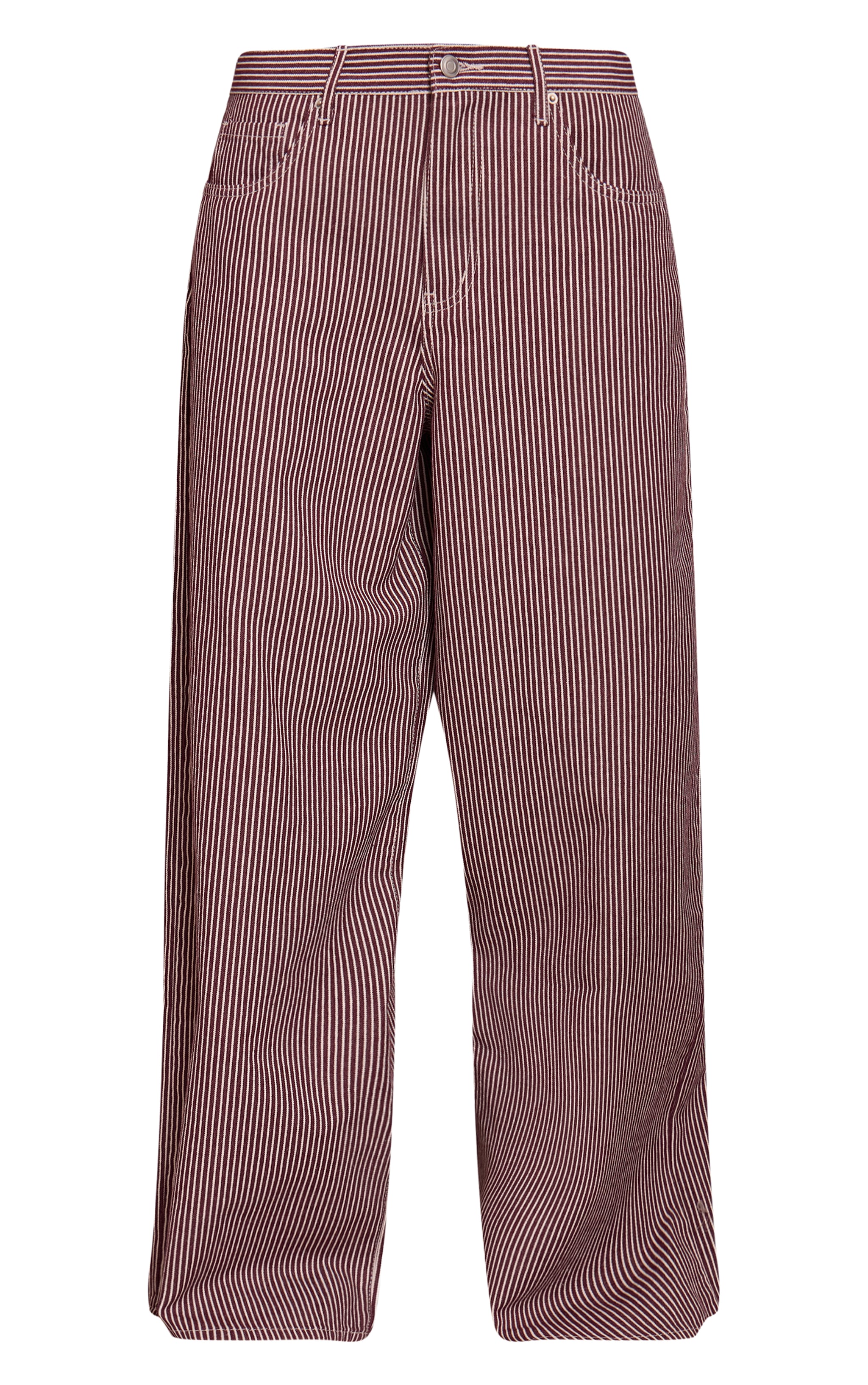 Burgundy Pinstripe High Waist Denim Jeans image 5