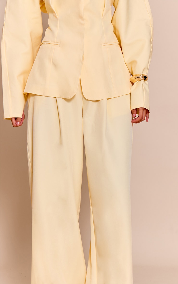  Butter Cream Premium Woven Tailored Wide Leg Pleated Front Pants image 4
