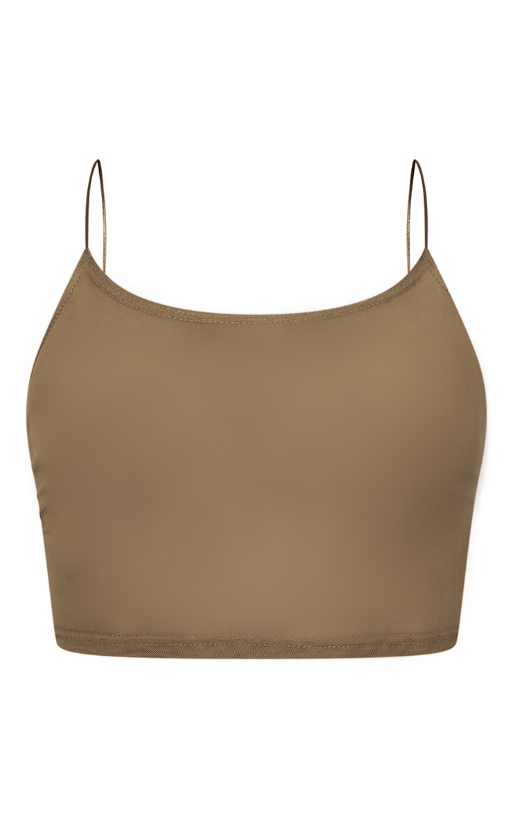 Olive Mesh Spaghetti Strap Crop Top image 5