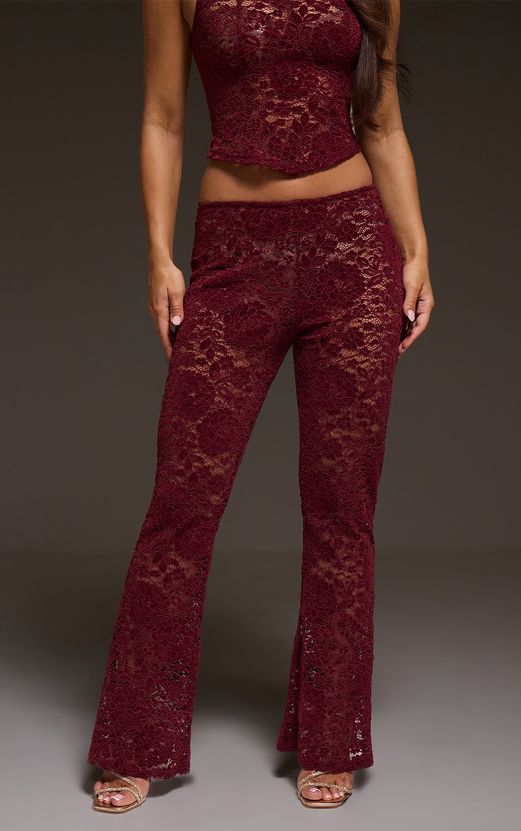 Dark Wine Lace Mid Rise Skinny Flares image 2