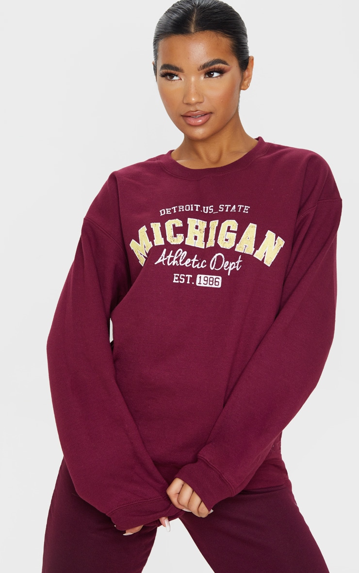 Burgundy Michigan Slogan Sweater
