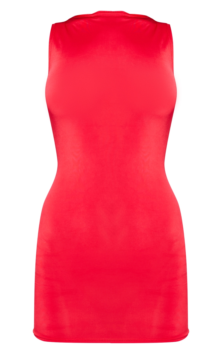 Red Slinky Square Bodycon Dress image 5