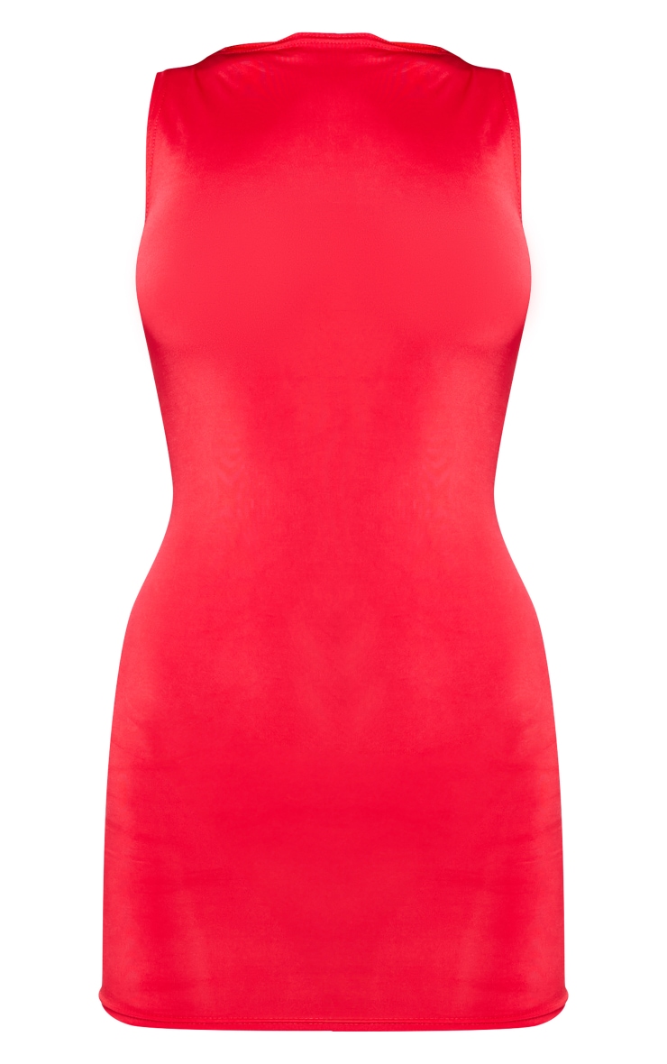 Red Slinky Square Bodycon Dress image 5