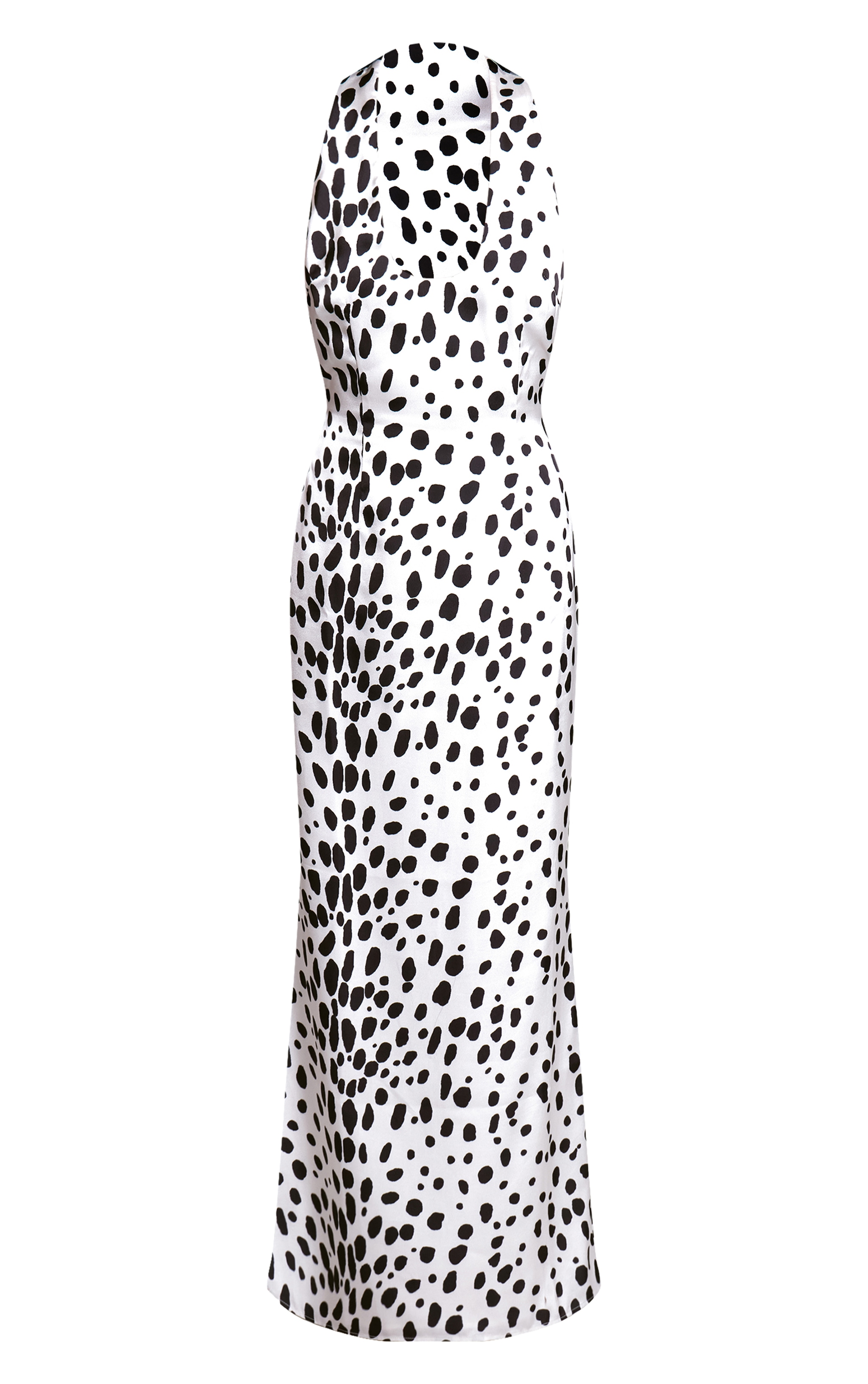 Dalmatian Printed Satin V Neck Cut Out Back Maxi Dress image 5