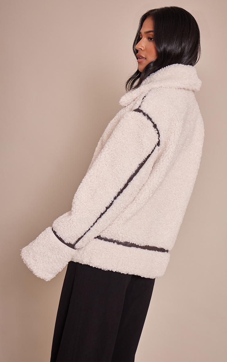 Tall Cream Borg Panel Detail Aviator image 2