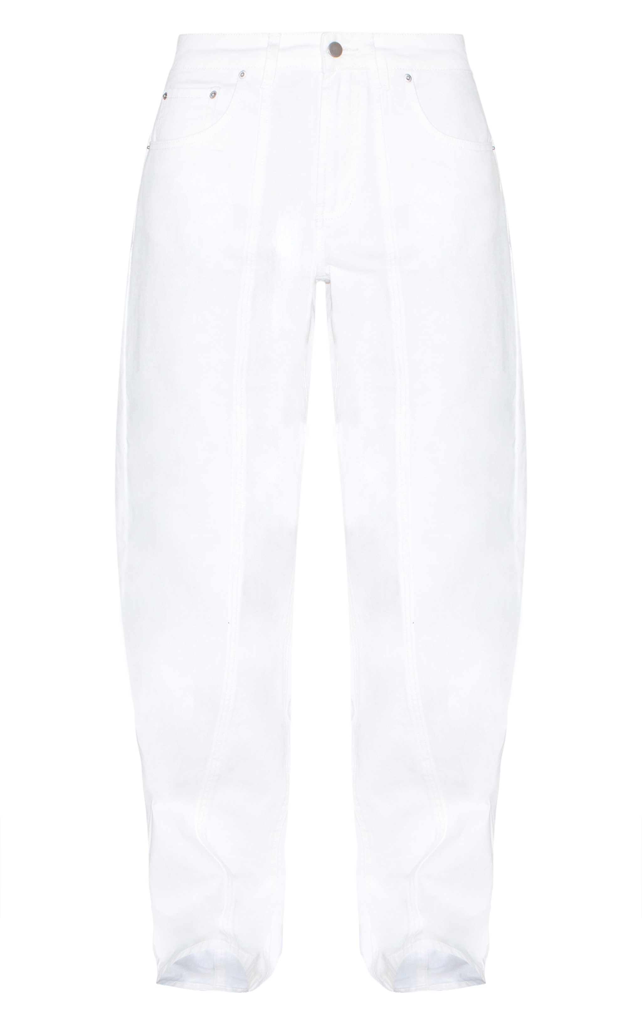 White Low Rise Seam Detail Barrel Jean image 5