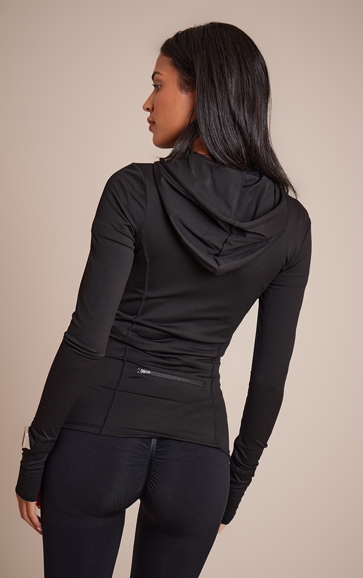 Tall Black Sculpt Seam Detail Drawstring Gym Jacket image 2