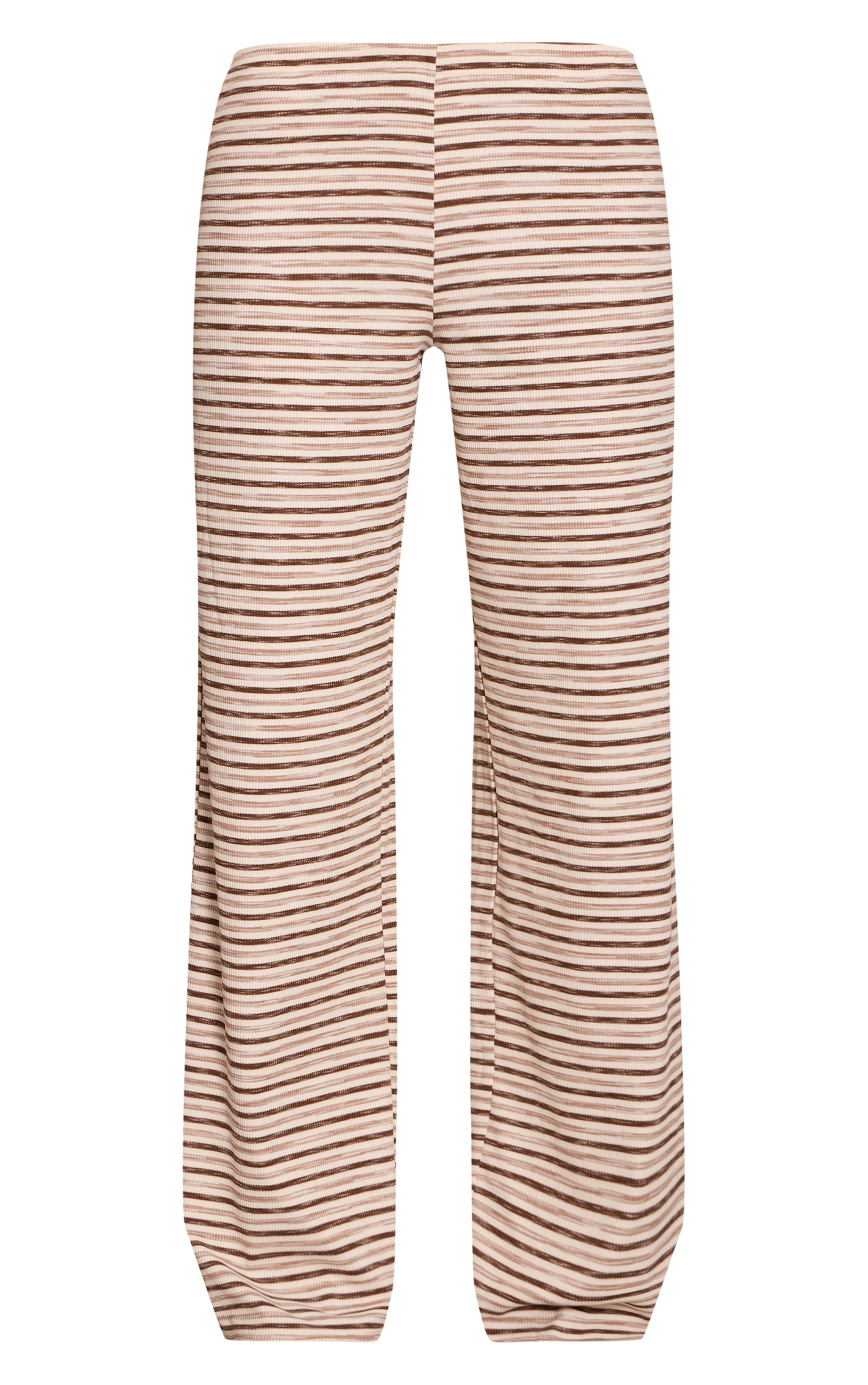 Light Brown Soft Rib Striped  Low Rise Straight Leg Pants image 5