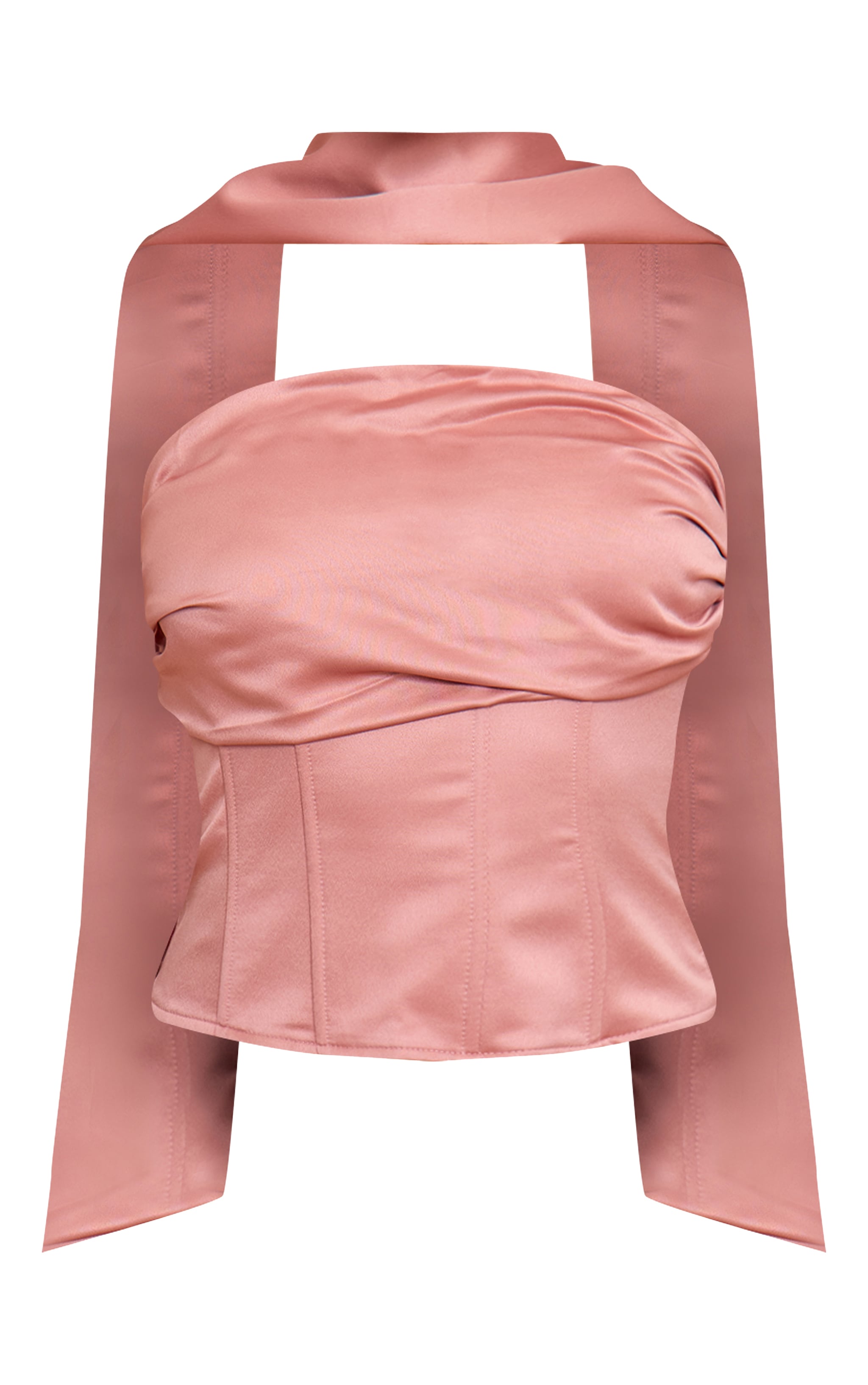 Dusty Pink Ruched Scarf Detail Corset image 5
