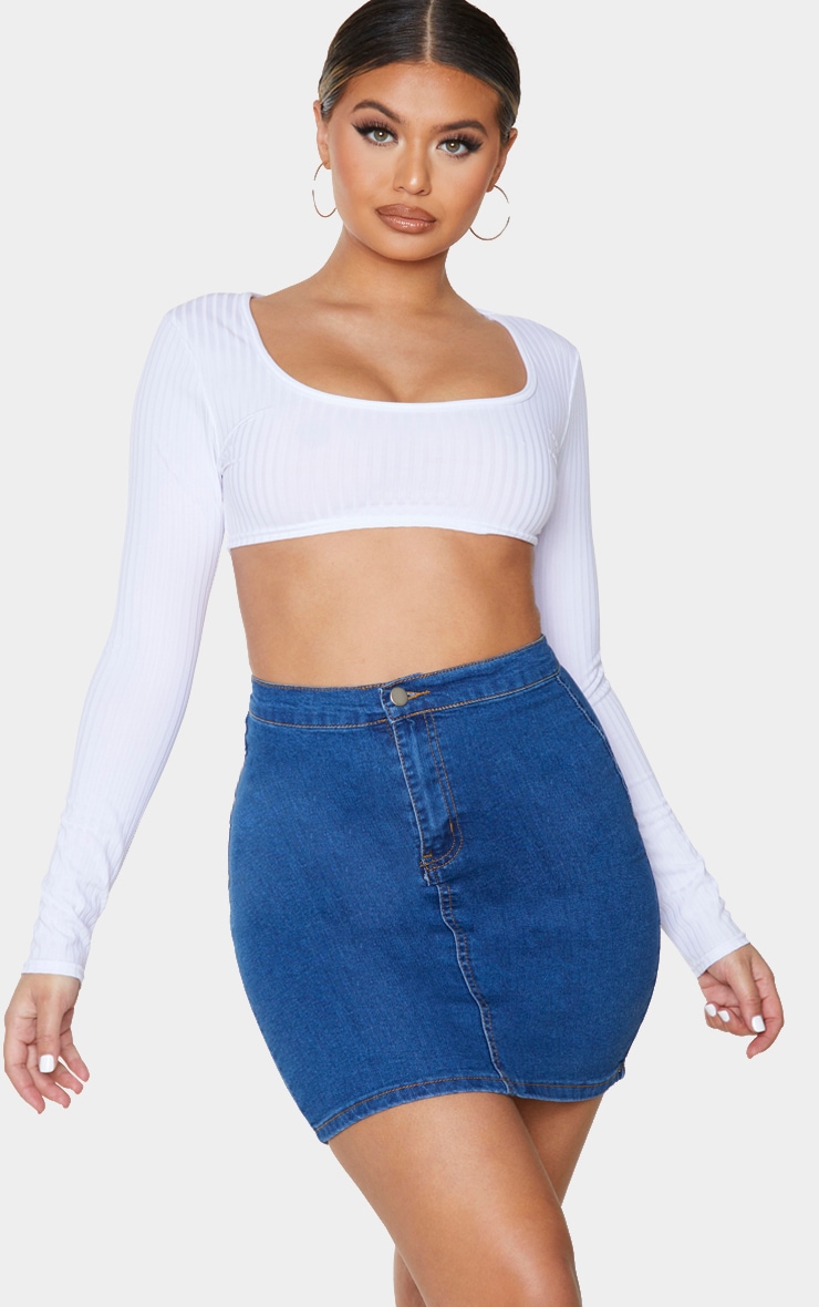 Mid Wash Disco Fit Skirt