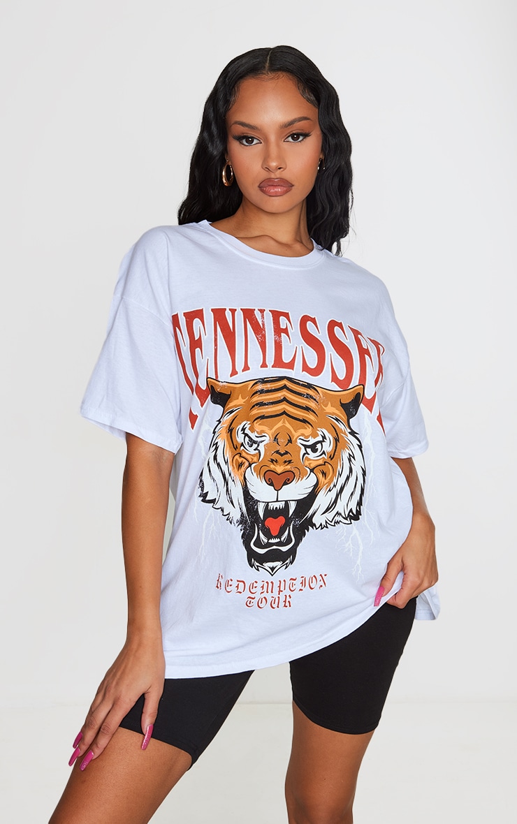 White Tennessee Print Oversized T Shirt image 7