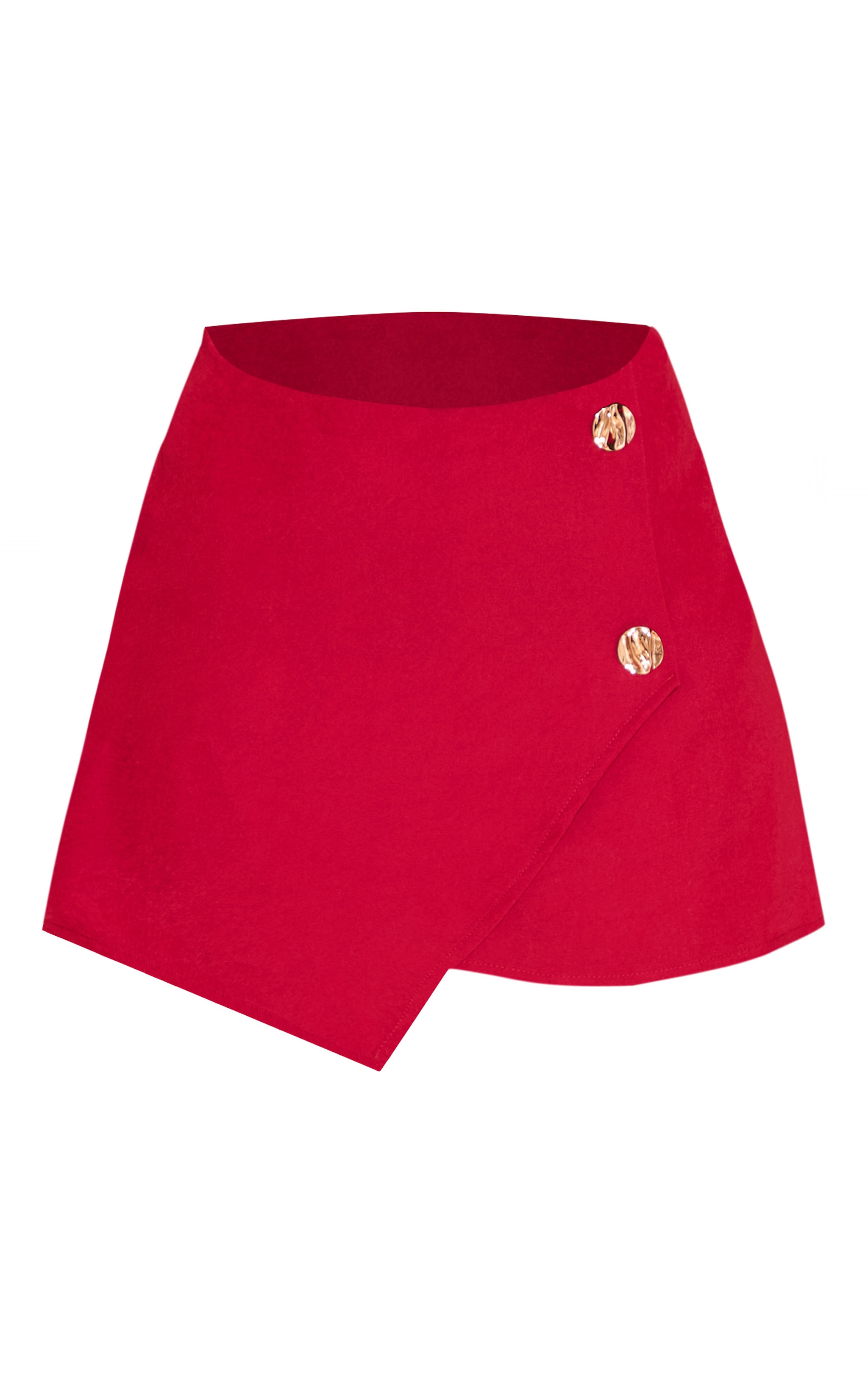 Shape red Asymmetrical Hammered Button Skort image 6