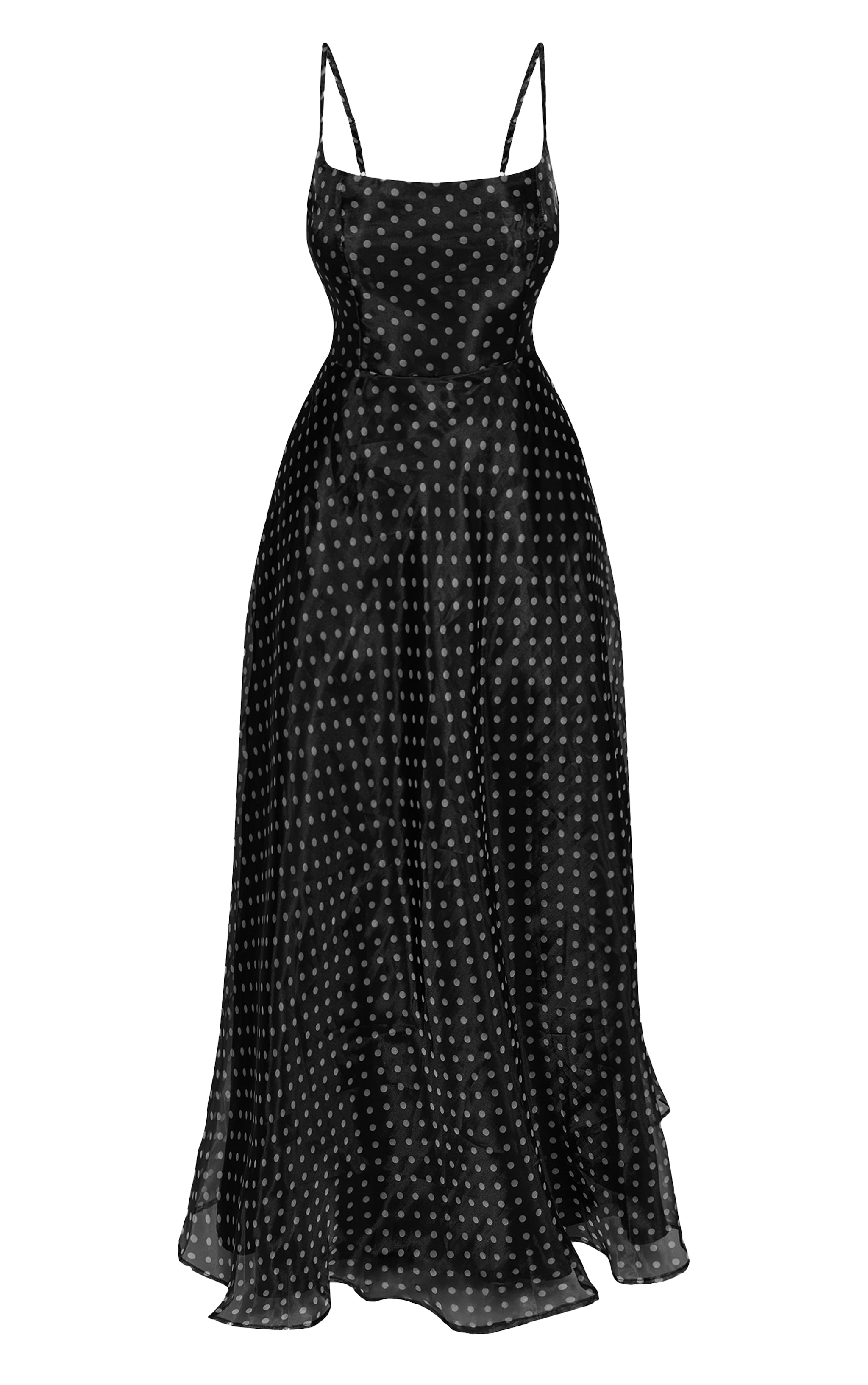 Shape Black and White Polka Dot Organza Maxi Dress image 5