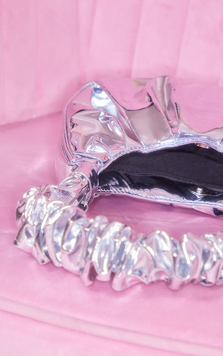 Silver Extreme Ruched Handle Shoulder Bag PrettyLittleThing